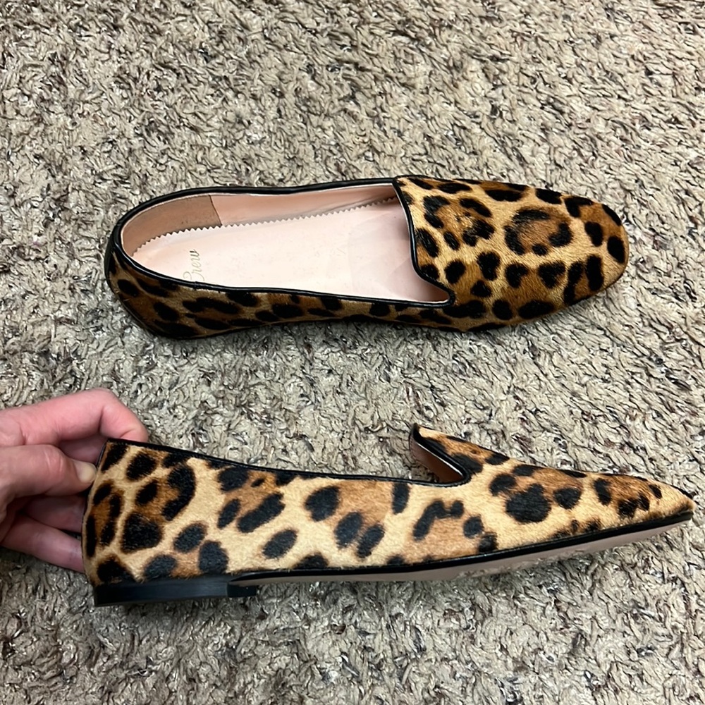 NEW J Crew Leopard Calf Hair Loafers Size 6